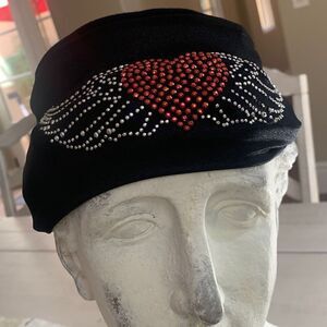 Black Knit HEART Headband